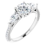French-Set Three-Stone Engagement Ring or Band    